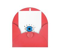 Elegante tarjeta de felicitación roja con sobre a juego, impresión de mal de ojo en blanco, bendecida para cumpleaños, día de San Valentín, boda