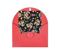 Elegante tarjeta de felicitación roja con sobre a juego, piezas de rompecabezas de concienciación sobre el autismo, estampado de corazón en blanco, bendecida para cumpleaños, día de San Valentín, boda