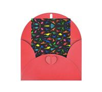 Elegante tarjeta de felicitación roja con sobres, bonitas tarjetas de papel de perlas con calcomanías a juego