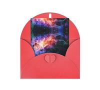 Elegante tarjeta de felicitación roja con sobres, tarjetas de papel con estampado de galaxia en el universo con calcomanías a juego
