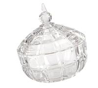 Elegante tarro de cristal transparente para caramelos con tapa, cuenco decorativo cubierto para decoración del hogar y almacenamiento de cocina, cuenco de caramelo cubierto de cristal