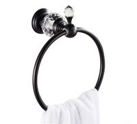 Elegante toallero para anillo de aleación de zinc montado en la pared, perfecto para varios espacios domésticos, la instalación requiere taladro eléctrico (negro)