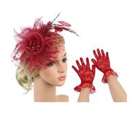 Elegante tocado de velo de encaje y guantes de encaje para la muñeca, decoración del cabello para bodas, fiestas de té vintage
