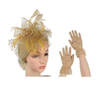 Elegante tocado de velo de encaje y guantes de encaje para la muñeca, decoración del cabello para bodas, fiestas de té vintage