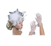 Elegante tocado de velo de encaje y guantes de encaje para la muñeca, decoración del cabello para bodas, fiestas de té vintage