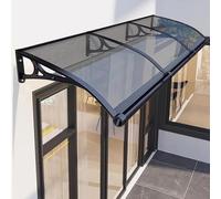 Elegante toldo para puerta de 60 x 120 cm, resistente a la intemperie, toldo de policarbonato con soporte de aluminio, duradero para entrada al aire libre y cubierta de ventana para patio y balcón