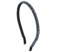 Elegante Tres Filas Azul Oscuro Cristal Perla Cadena Cabello Corona Cabello Aro Diadema Bandas Bandana Cabeza Nupciales