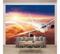 Elegante Tridimensional Minimalista Amanecer Avión 3D Papel Pintado Pared Fácil Instalación Oficina Sala Estar Sofá Dormitorio TV Fondos Decoración-350cm×256cm