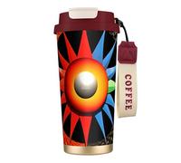 Elegante vaso personalizado - Taza de café única, perfecta para viajes y uso diario con cubierta para CD, obras de arte rojas