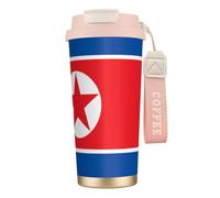 Elegante vaso personalizado - Vaso de café único, perfecto para viajes y uso diario Bandera de Corea del Norte Rosa