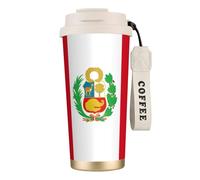 Elegante vaso personalizado, vaso de café único, perfecto para viajes y uso diario, bandera de Perú, color blanco