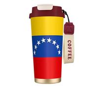 Elegante vaso personalizado - Vaso de café único, perfecto para viajes y uso diario, bandera de Venezuela, color rojo