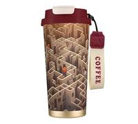 Elegante vaso personalizado - Vaso de café único, perfecto para viajes y uso diario, color rojo laberinto