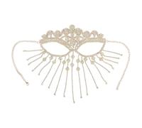 Elegante velo con borlas para mujer, cadena de diamantes de imitación, para mascarada, baile, fiesta, disfraz, accesorio facial
