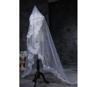 Elegante velo de novia con apliques de encaje sin peine, largo, de una sola capa, de tul suave, accesorios para el cabello, 200 cm