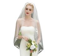 Elegante velo de novia de encaje de longitud media, velo de nailon transpirable, accesorios para ceremonias al aire libre