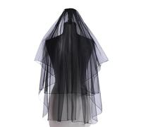 Elegante velo de tul negro para fiesta de Halloween, cómodo velo de novia para todas las edades