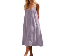 Elegante vestido casual de verano para mujer, con cuello en V, espalda libre, sin tirantes, maxi vestido de casa, estilo albornoz, sin mangas, monocolor, ligero y aireado, vestido de verano para la