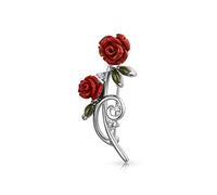 Elegante Vestido De Accesorios Delicado Colorido Ramo De Flores De Flores Rojas Rosas Pave CZ Accent Flor Broche De Solapa Para Las Mujeres De Plata Chapada En Latón