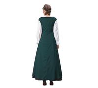 Elegante vestido de cosplay, vestido de corte para mujer, disfraz retro de Oktoberfest, traje de rendimiento con cuello cuadrado y escote cuadrado, disfraz de corsé para mujeres medievales (verde