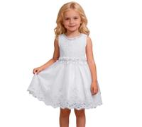 Elegante vestido de fiesta para niñas con falda chaleco como armario de fiesta de moda, Blanco, 2-3 años