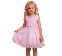 Elegante vestido de fiesta para niñas con falda chaleco como armario de fiesta de moda, Rosa., 4-5 años