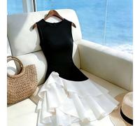 Elegante Vestido de Mujer Color-Block con Cuello y Dobladillo con Volantes, Vestido Casual de Capas con Volantes, Mini Vestido sin para Citas y Fiestas ZLLZ, Diseño Dirigido