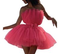 Elegante vestido de noche con hombros descubiertos con falda de tul de varias capas, detalle de cinta en la cintura, baile de graduación, ropa formal, falda de sujetador de moda, vestido de noche de