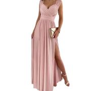 Elegante vestido largo cruzado con cuello en V para dama de honor, invitada de boda, vestido de noche formal, vestido sexy