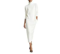 Elegante Vestido Midi de Cuello Alto con Corte Relajado y Manga Larga, PREN | Vestido Largo Invitada Boda Elegantes Invitadas Tiendas Lana 50 Denim Premama Estambre Temporada Personas Tipos