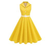 Elegante vestido rockabilly para mujer, con lunares, solapa, cóctel, Audrey Hepburn, estilo formal, baile de graduación, té, fiesta, vestido midi con cinturón, vestidos de los años 50, swing a línea