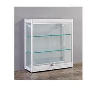 Elegante vitrina de cristal con cerradura con puertas, moderna vitrina para tesoros y decoración, acabado blanco (blanco, 92 x 70 cm)