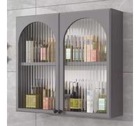 Elegante Vitrina de Cristal para Montaje en Pared, de Madera Maciza Gris/Blanca - Organizador Multiusos para Colocar sobre el Inodoro y despensa para cosméticos, perfumes y artículos Esencia