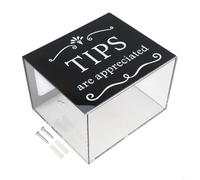Elegante y compacta caja de almacenamiento de acrílico, con cerradura para seguridad, perfecta para dinero y cartas de sugerencia en cualquier entorno (clásico negro)