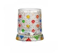 Elegante y elegante vaso de whisky giratorio con una base que puede girar 360 grados. Tiene una capacidad de 9 onzas y es adecuado para bebidas alcohólicas como whisky escocés, coñac y vodka. (azulejo