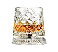 Elegante y elegante vaso de whisky giratorio con una base que puede girar 360 grados. Tiene una capacidad de 9 onzas y es adecuado para licores como whisky escocés, coñac y vodka. (azulejo 2)