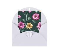 Elegante y hermoso juego de tarjetas de notas impresas con flores moradas en blanco, tarjeta con papel perlado, incluye sobres y blanco a juego