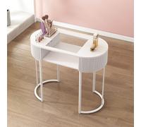 Elegante y moderna estación de mesa de manicura, escritorio funcional con cajones y gabinete de almacenamiento para salón y spa, estación de trabajo profesional de belleza de madera para artistas de