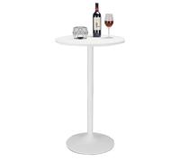 Elegante y moderna mesa de bistró de metal blanco para habitación, balcón, cóctel, bar, pub, comedor, mesa auxiliar alta y elegante