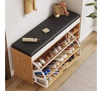 Elegante y moderno armario de almacenamiento de zapatos con puertas abatibles para entrada, pasillo, dormitorio y sala de estar, zapatero multifuncional y banco