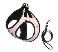 Elegante y Moderno Conjunto de arnés y Correa para Perros con Estampado de terrazo Rosa Femenino, Chaleco Reflectante Ajustable para Perros pequeños, arnés de Malla Transpirable para Cachorros para p