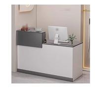 Elegante y moderno escritorio de recepción con almacenamiento, mesa frontal compacta para oficina, vestíbulo, salón de belleza, color gris hierro, lado derecho, muebles de 100 cm