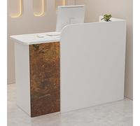 Elegante y moderno escritorio de recepción con cajón con cerradura y gestión de cables, elegante mostrador de pago al por menor de 80 cm, color marrón, con amplias soluciones de almacenamiento