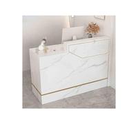 Elegante y moderno escritorio de recepción, elegante mostrador de cajero con cajones para oficina, salón de belleza, vestíbulo y venta al por menor, escritorio blanco para ventas eficientes