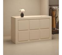 Elegante y moderno escritorio de recepción, mesa frontal compacta para oficinas, salones y negocios, mostrador de pie para mejorar la experiencia del cliente y la eficiencia