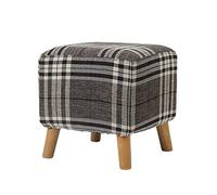 Elegante y moderno taburete de madera y puf para sala de estar, pasillo, dormitorio, cambiador de zapatos (color: a rayas) - Decoración elegante para el hogar y solución de almacenamiento práctica