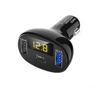 Elegante y potente adaptador de cargador de coche USB negro, carga rápida de 3 puertos para todos tus dispositivos