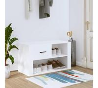 Elegante zapatero blanco de madera, 80 x 35 x 45 cm, con 2 compartimentos y un cajón para almacenamiento sin polvo y orden en el pasillo.