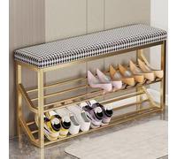 Elegante zapatero de entrada con cojín, estante de almacenamiento de madera de 60 x 20 x 48 cm, organizador multifuncional para zapatos, muebles de pasillo que ahorran espacio,
