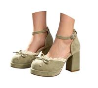 Elegante Zapato de Encaje con tacón Grueso y Hebilla Festiva, Mujer, Estilo Mary Jane, para Oktoberfest y Uso Diario, cómodo.